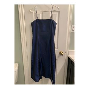 Blue holographic tea length dress